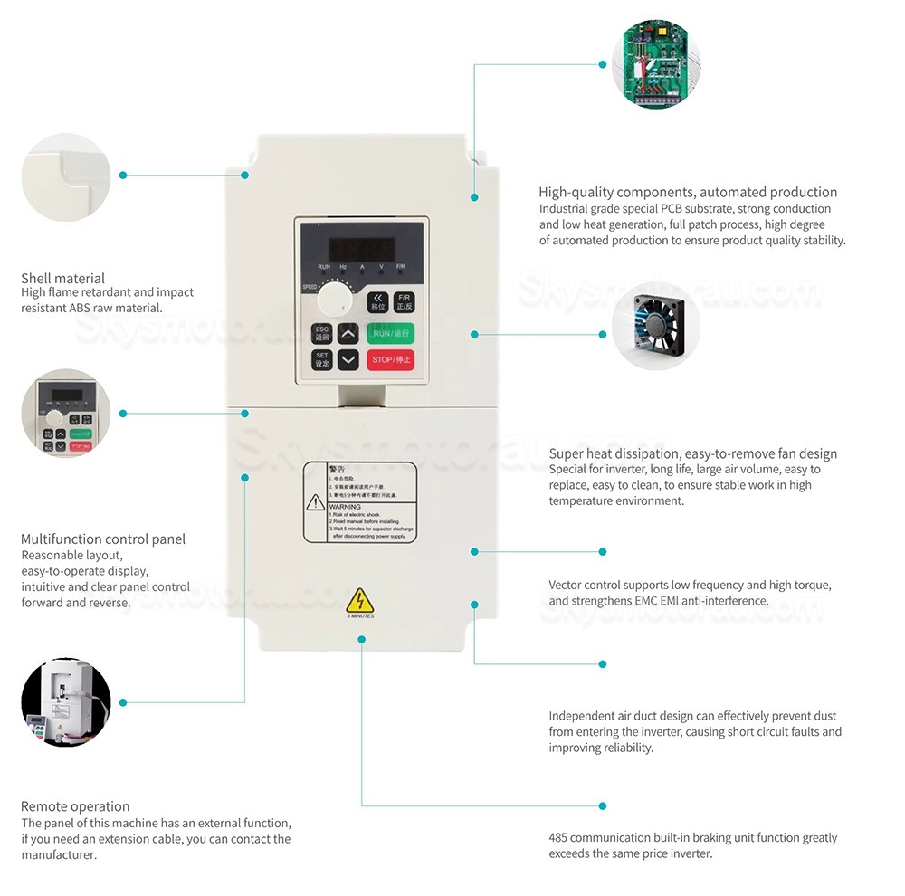 5.5KW VFD Spindle Kit JGD-125-ER32 + H100-5.5 Indc. Water Cooled Spindle Motor + VFD + Water Pump + 13Pcs ER32 Collet + Bracket